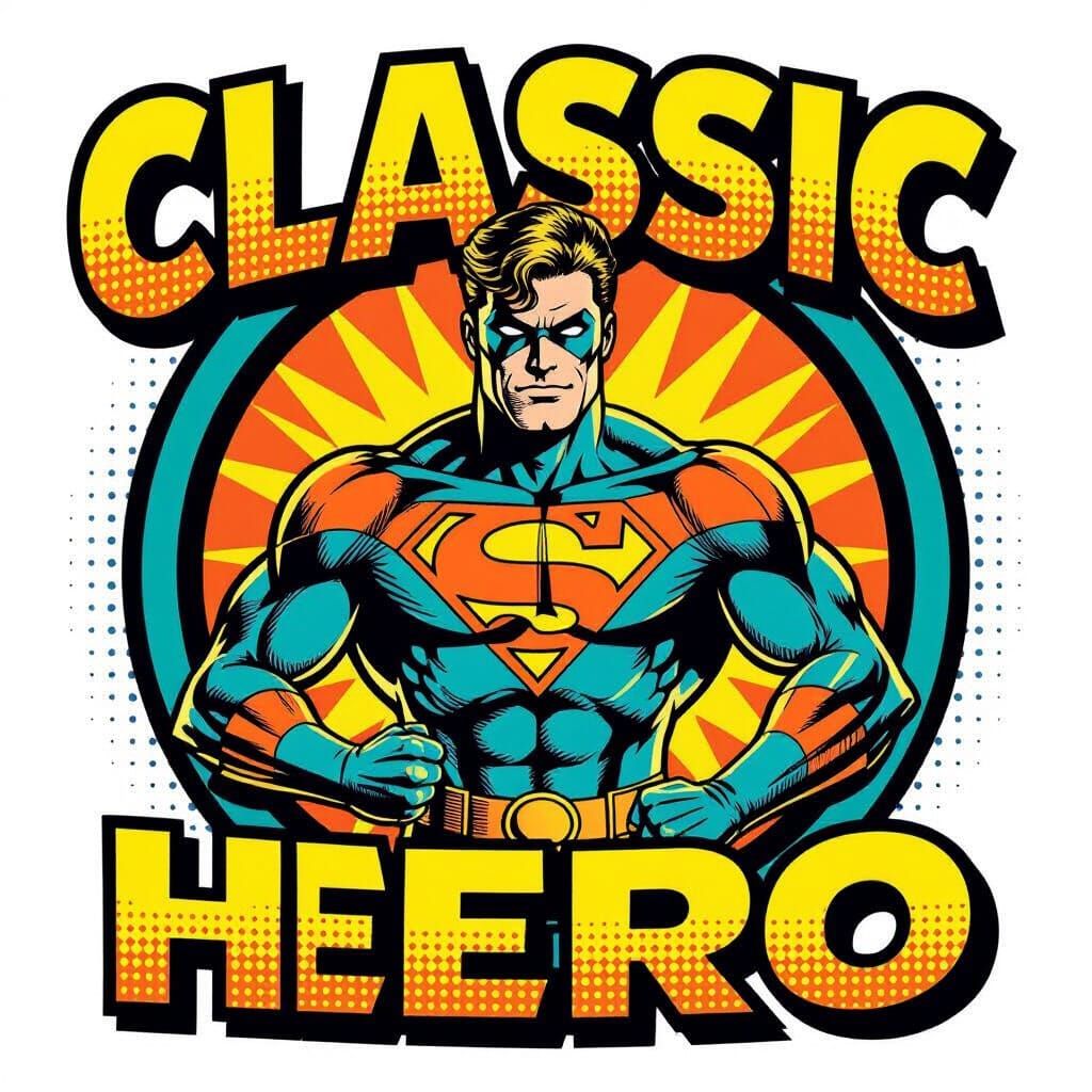 80s Superhero Badge Illustration in Retro Colors