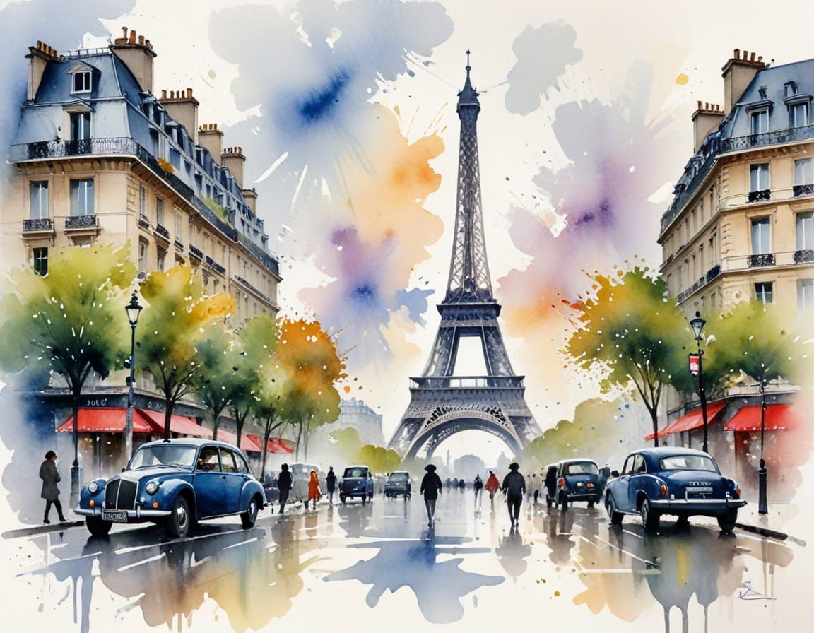 Ethereal Watercolour of Paris Culture Icons