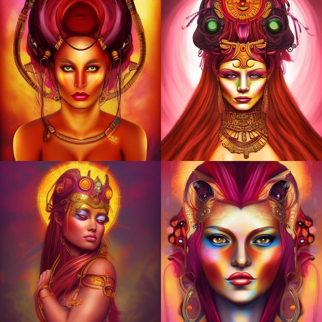 Incan Sun Goddess: Ethereal Digital Portrait