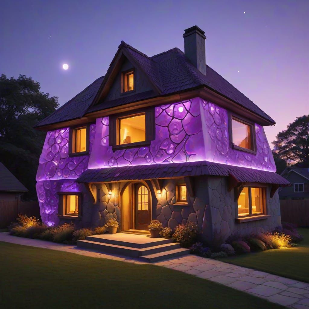 Glowing Gemstone House in Majestic Purple