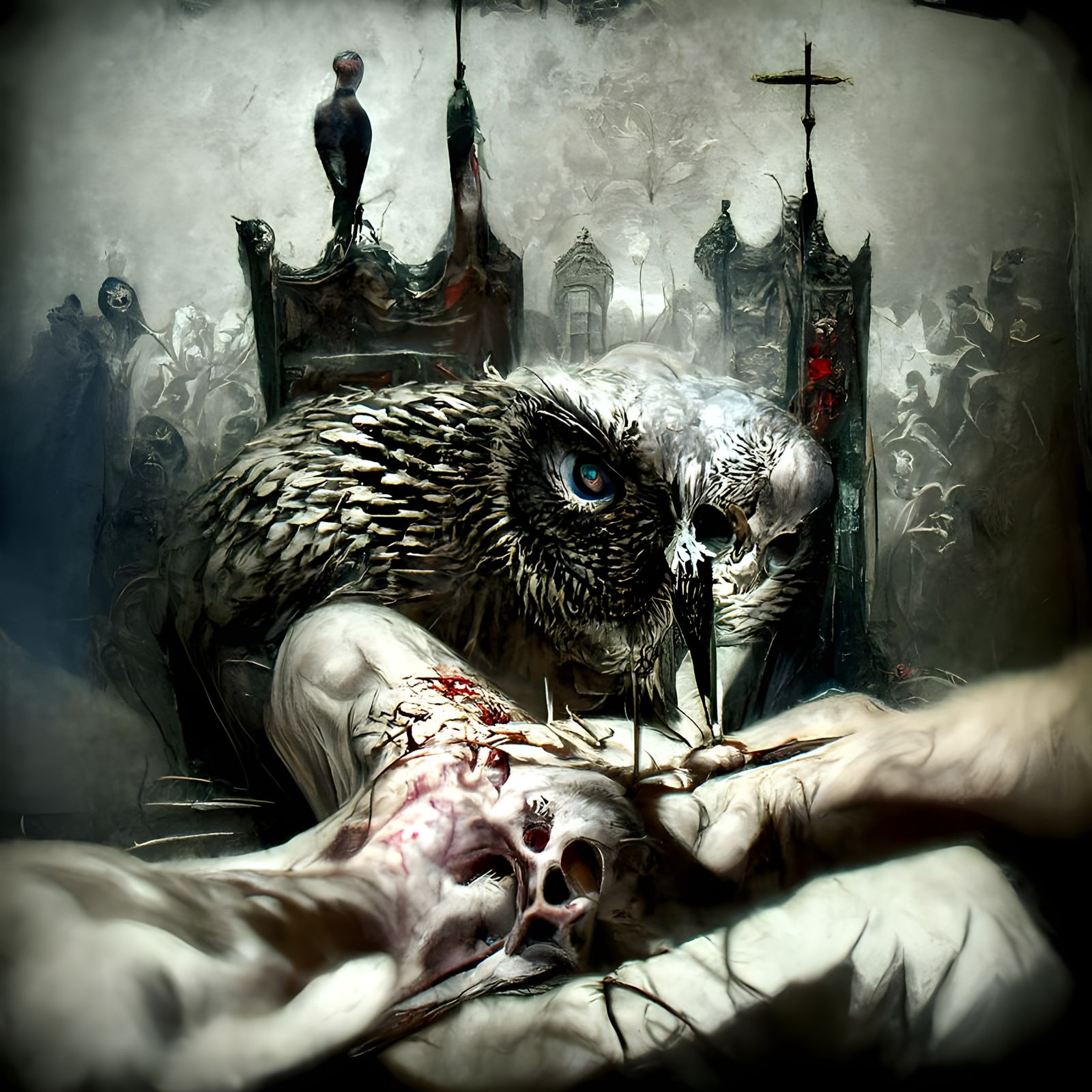 Sinister Owl King in Gothic Digital Art