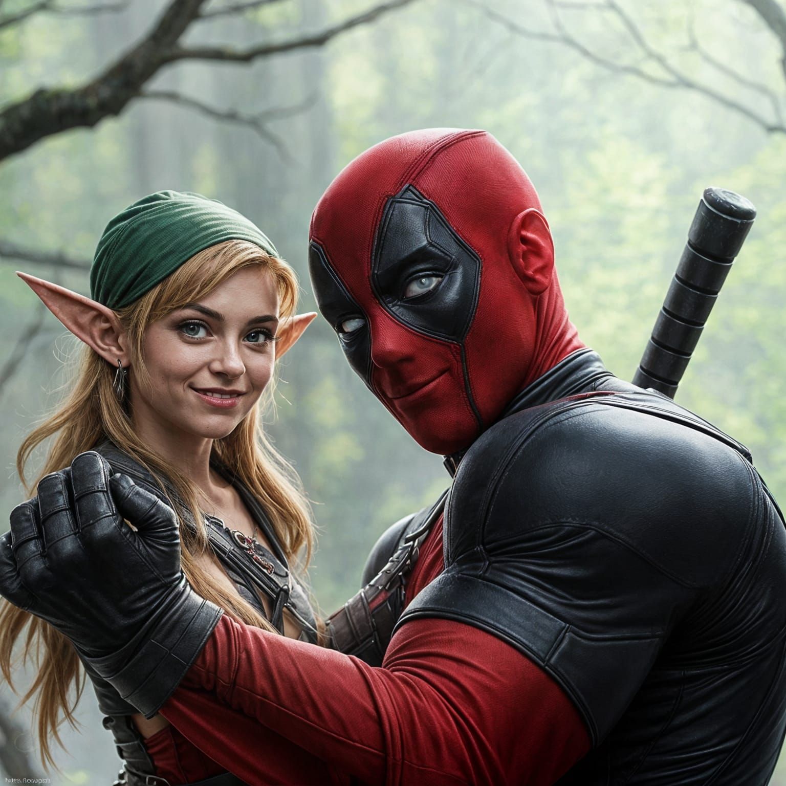 Deadpool Confronts a Smiling Elf