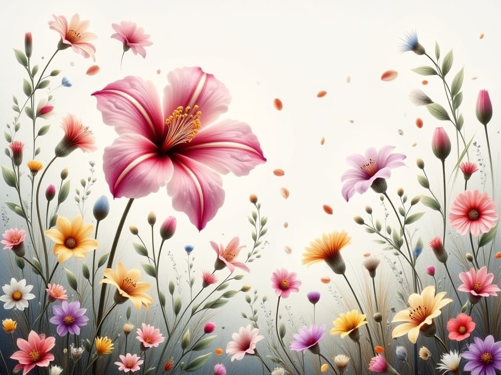 Whimsical Botanical Dreamscape in Pastel Colors