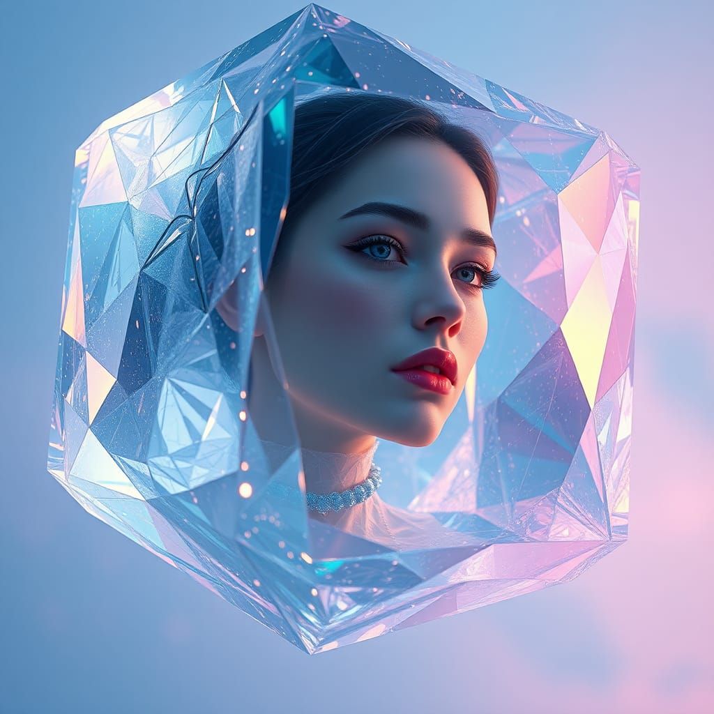 Woman in Ice Cube: Fantasy Concept Art