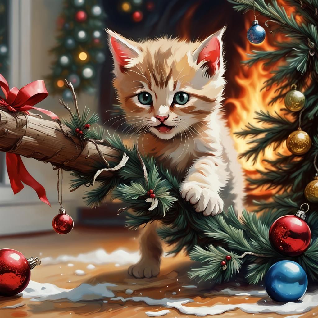 Kitten Chaos: Christmas Tree Attack in Oil