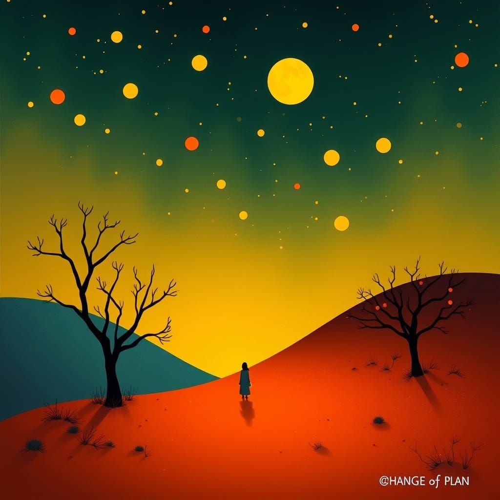 Vibrant Abstract Scene with Luminous Colors