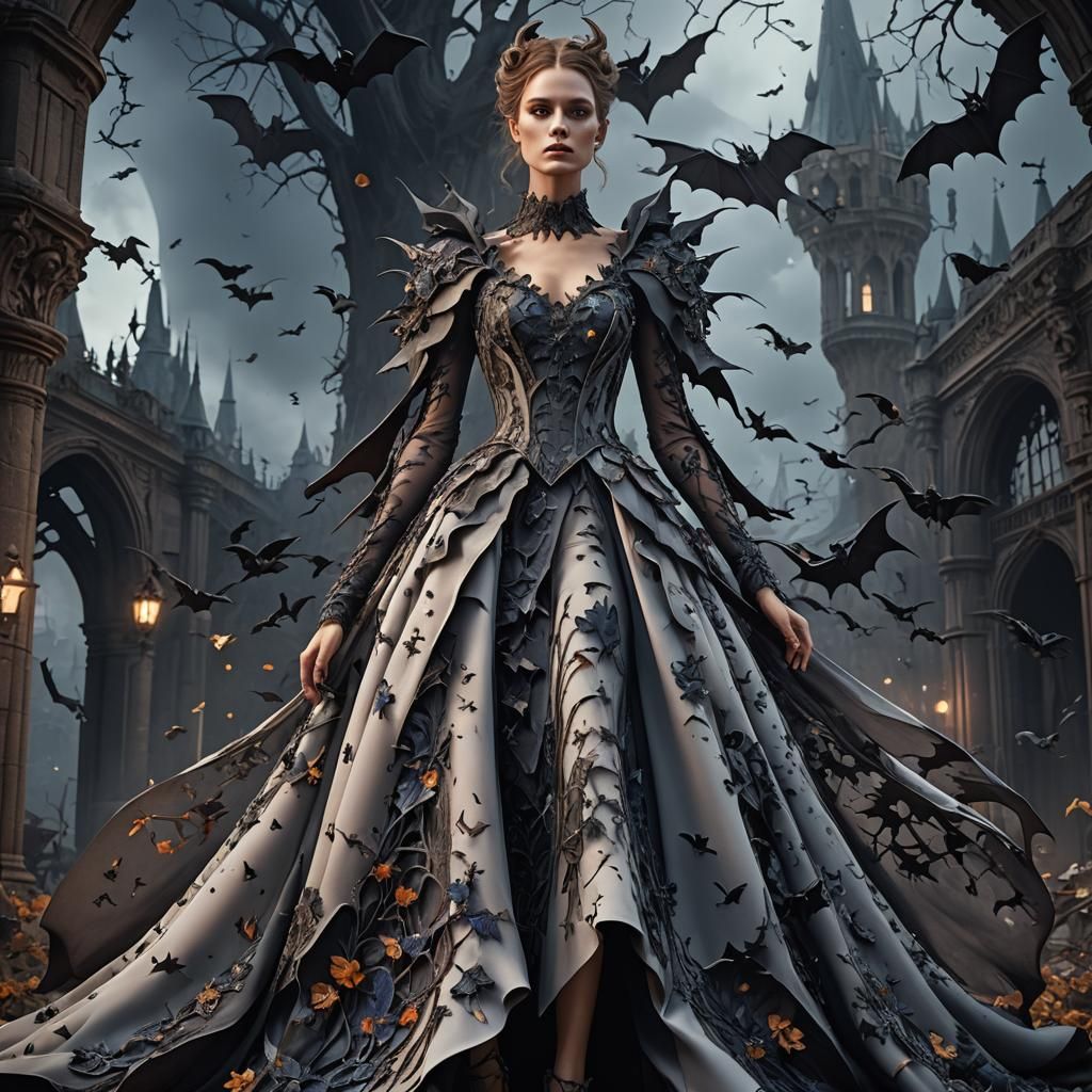 Bat and Ghost Inspired Haute Couture Dress