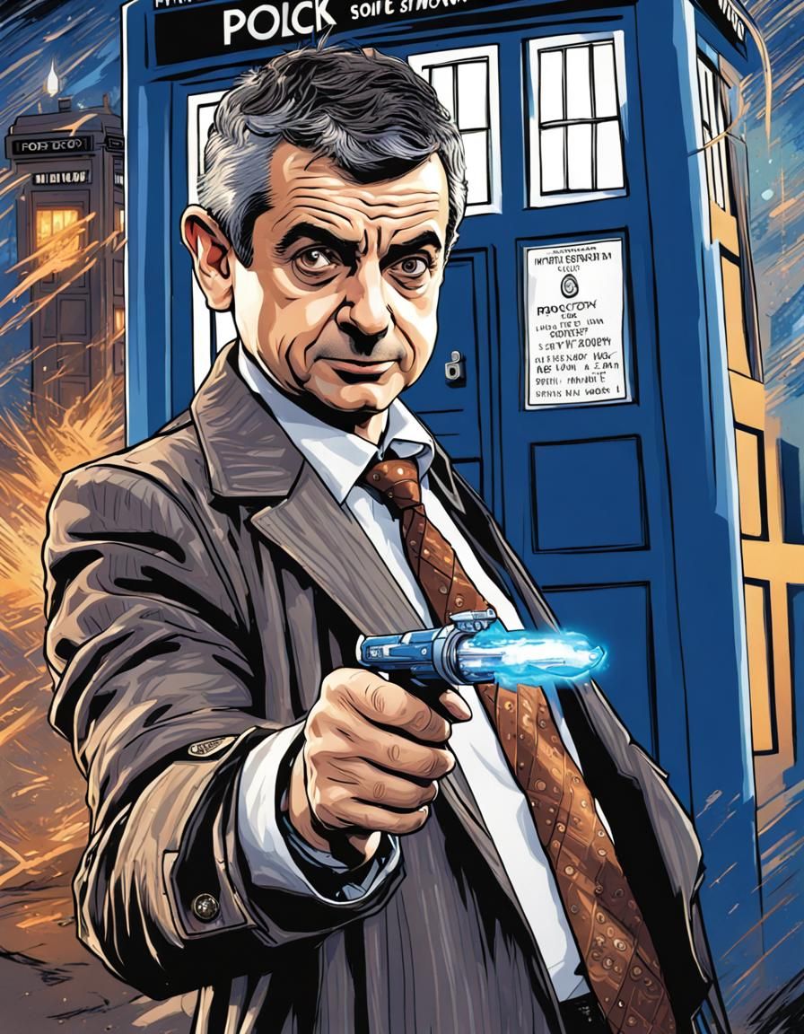 Rowan Atkinson as Doctor Who Comic Art
