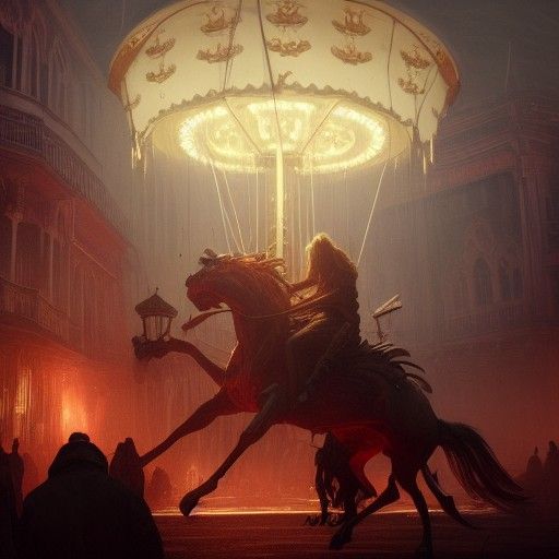 Demonic Carousel in Dark Fantasy Style