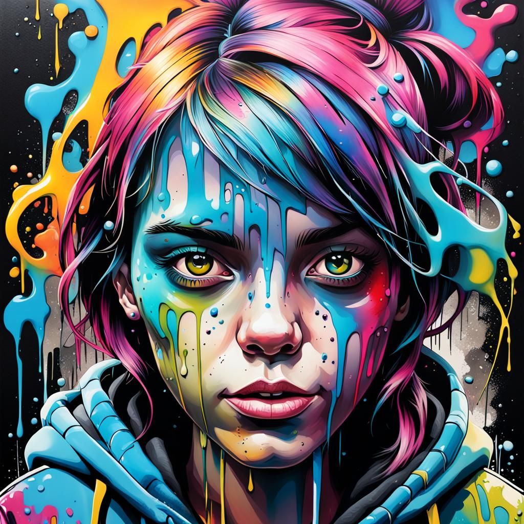 Colorful Graffiti Art Portrait with Spray Paint Effect