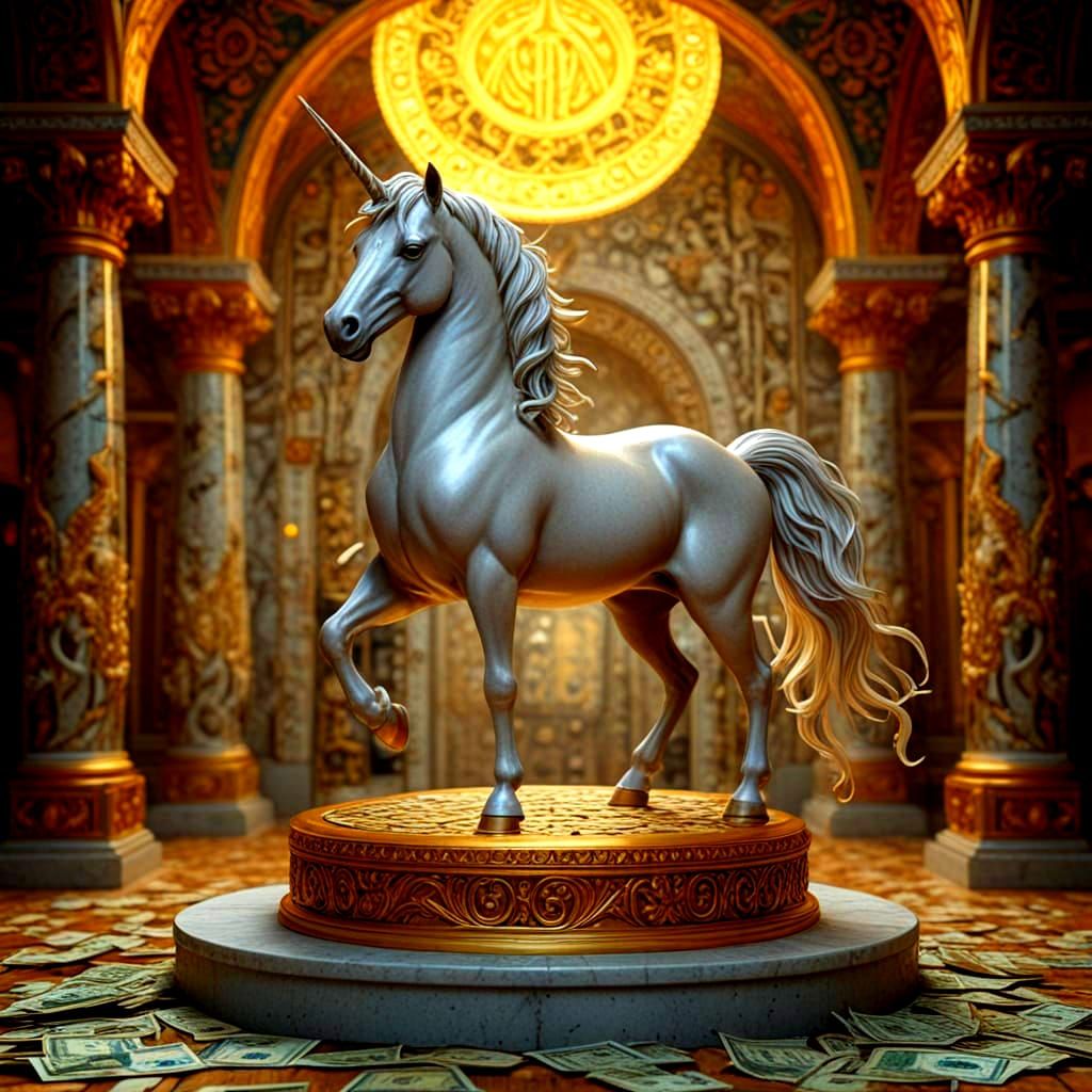 The Midas Touch Unicorn in Opulent Fantasy Art