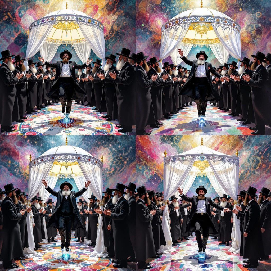 Vibrant Chuppah Ceremony in Astral Illustration Style