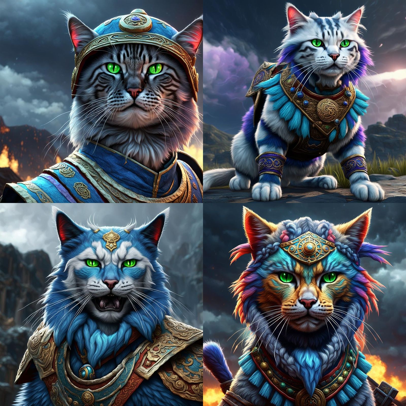 Mongolian Warlord Cat in Zombiecore Style