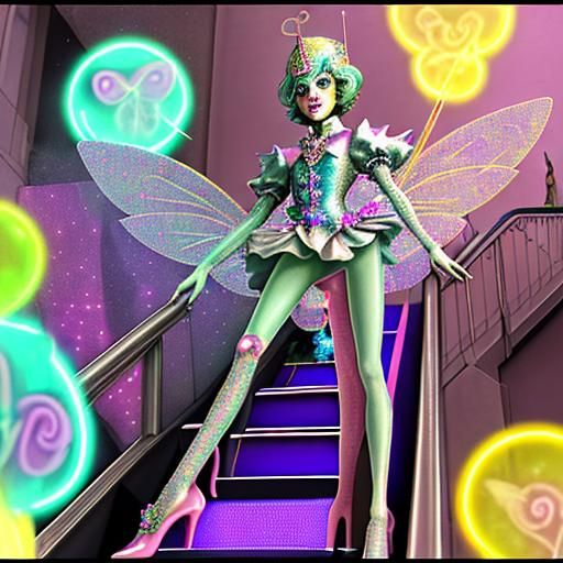 Long-Legged Fairy on Escalator