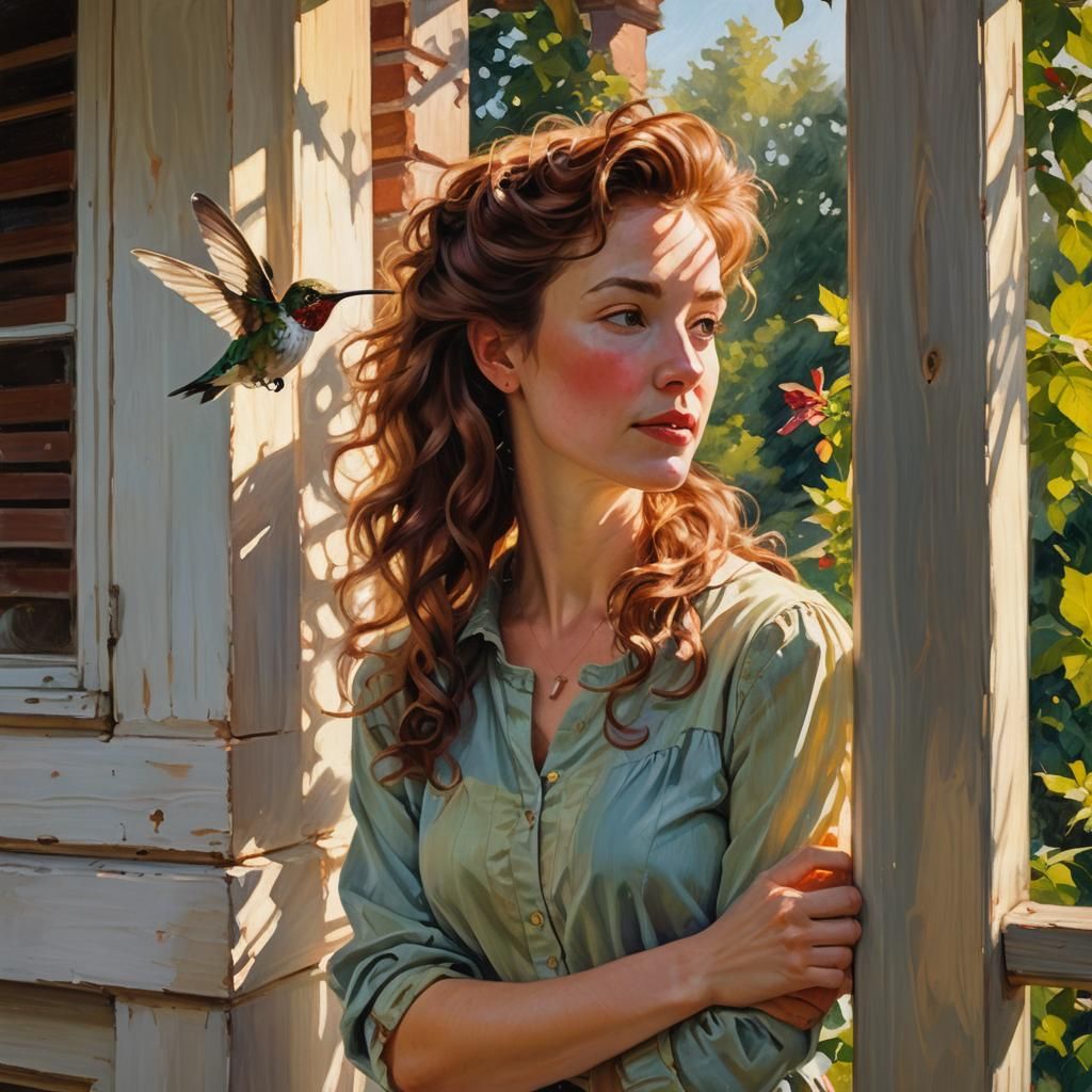 Impressionist Woman in Sunlight Oil Painting