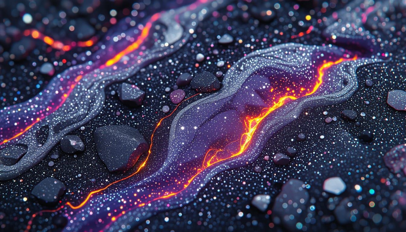 Amethyst Glitter Lava Flow in Hyperrealism