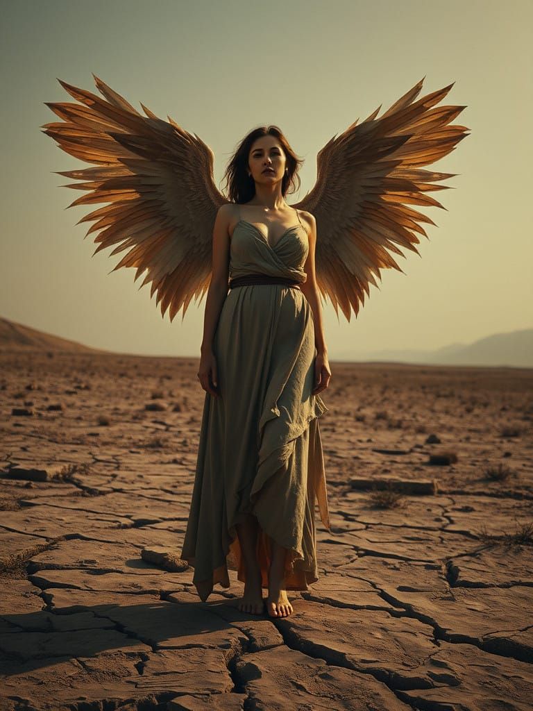 Ethereal Woman in Desolate Landscape, in Symbolist Style