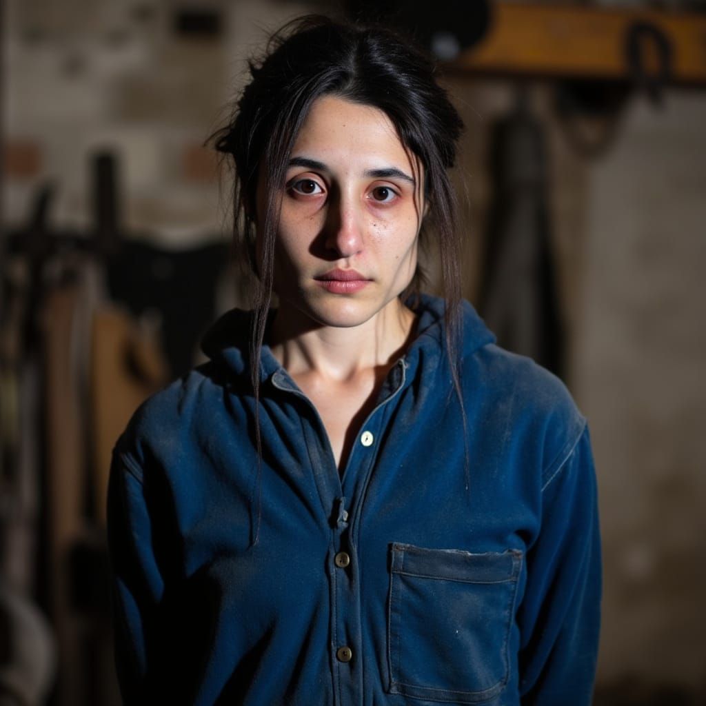 Frail Woman in Tannery, 19th-Century Industrial Portrait