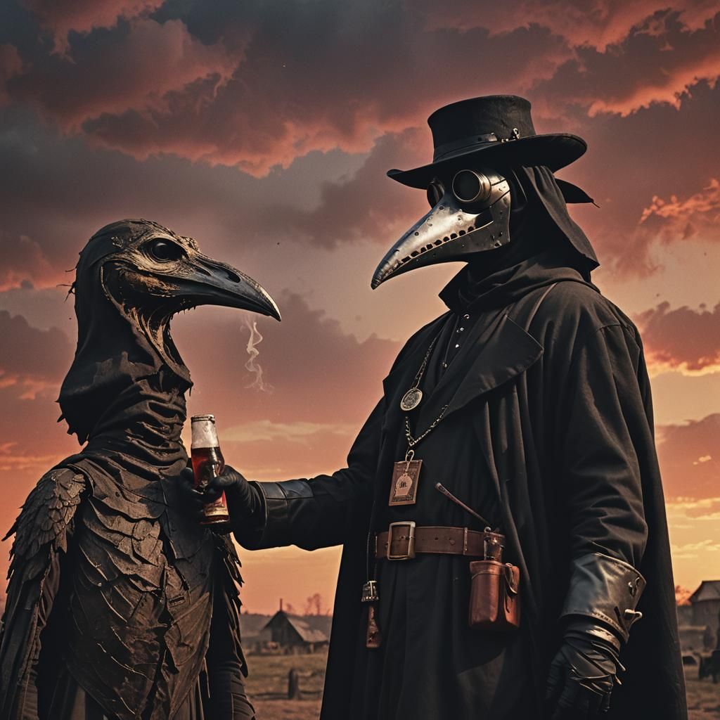Plague Doctor Chatting with Devil, Cinematic Still
