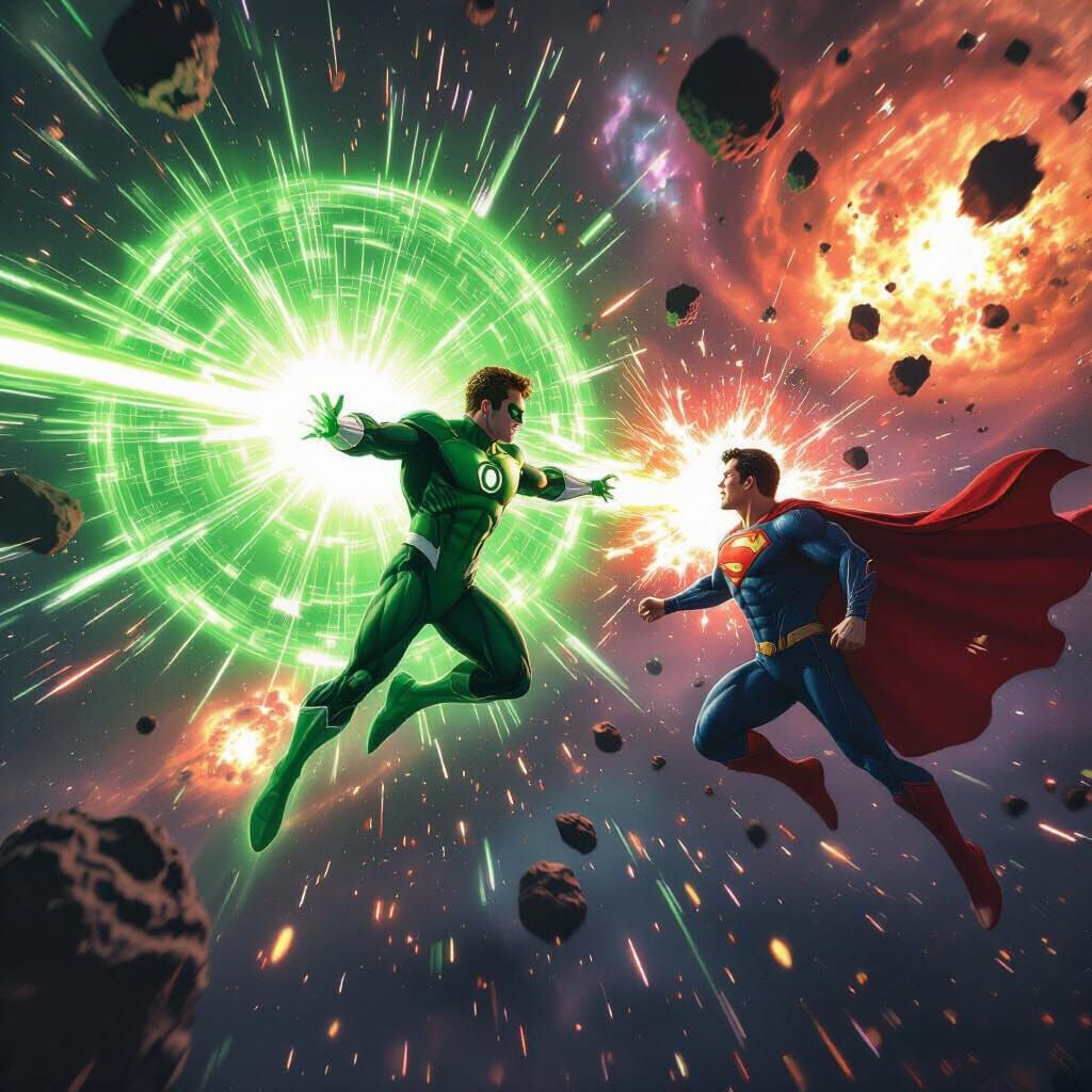 Green Lantern Attacks Superman With Energy Constructs