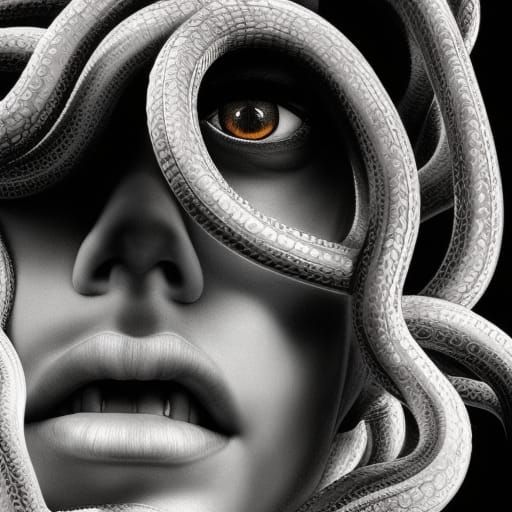 Hyperrealistic Medusa Portrait in Vivid Photorealism