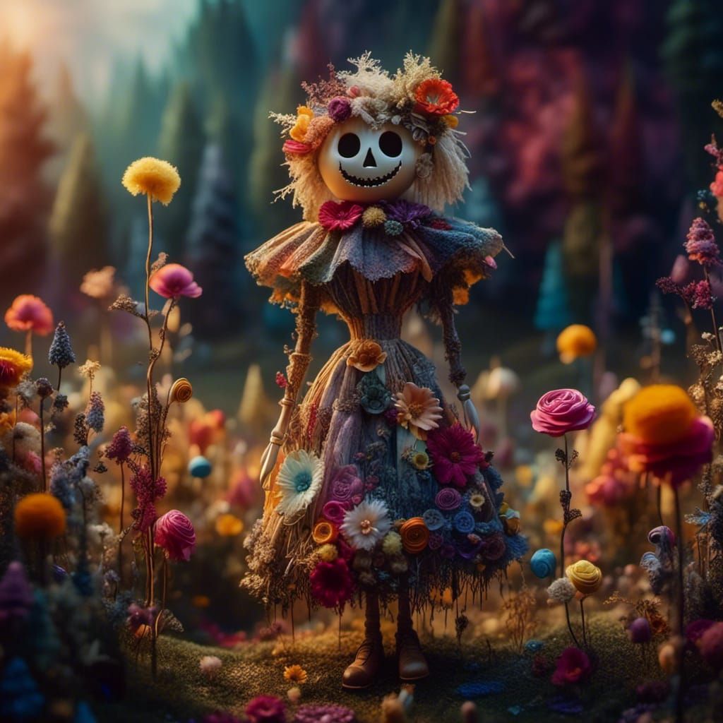 Enchanted Forest Scarecrow with Glowing Eyes