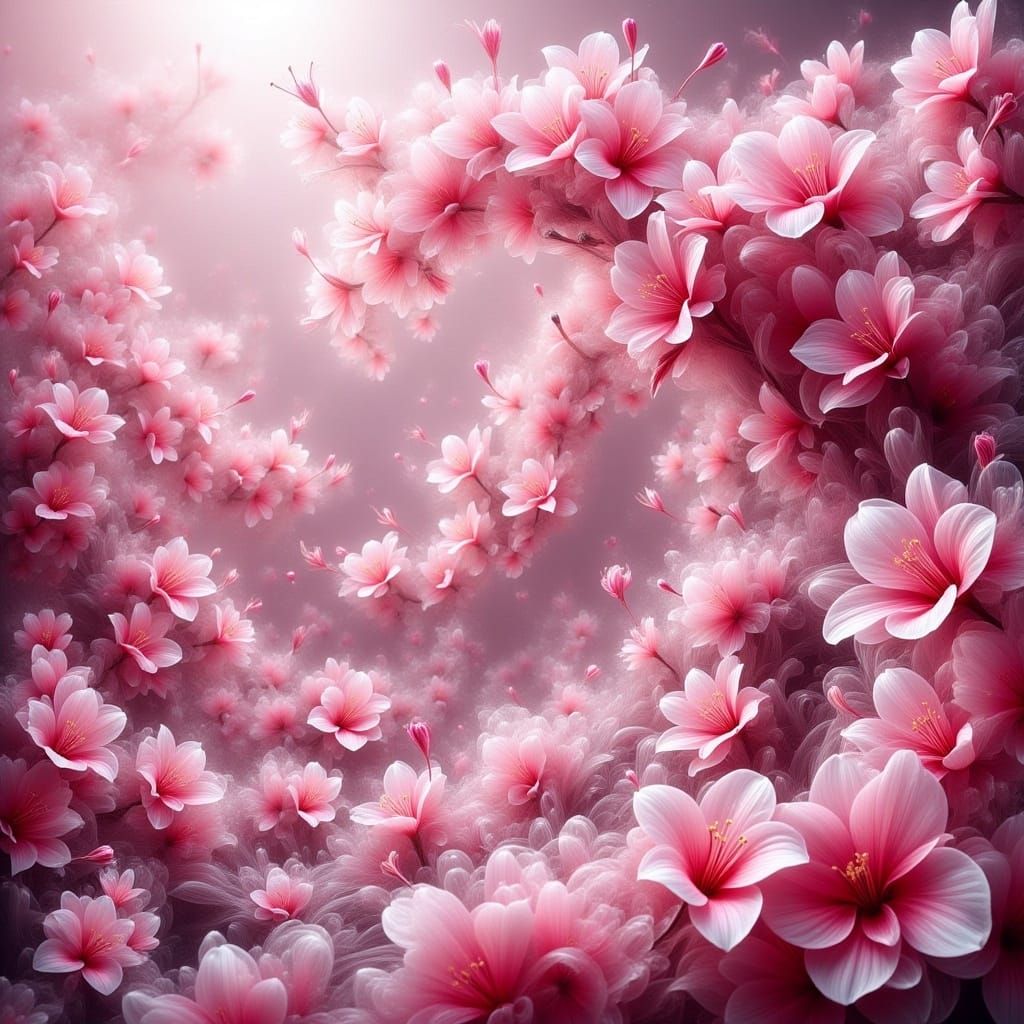Ethereal Cherry Blossoms in Vector Fractals