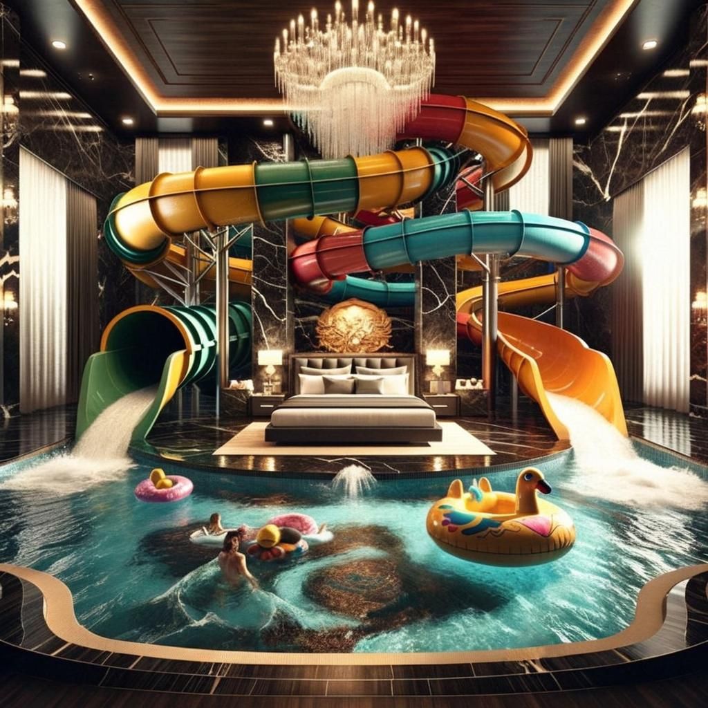 Grandiose Bedroom Merged with Water Amusement Park