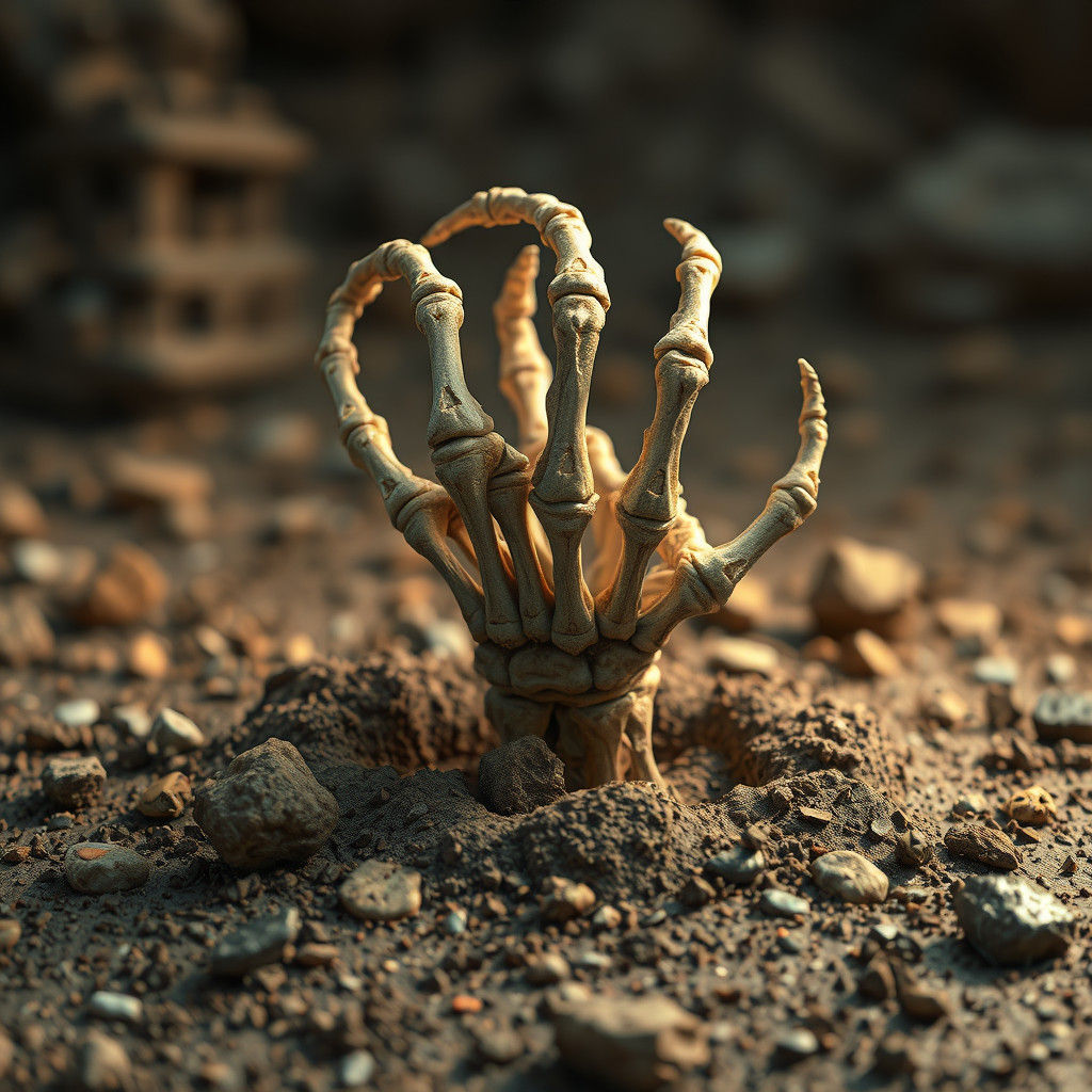 Skeletal Hand Emerges: Fantasy Concept Art