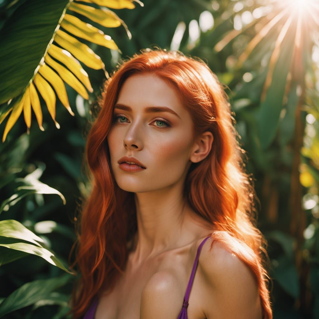 Glamorous Woman in Tropical Paradise