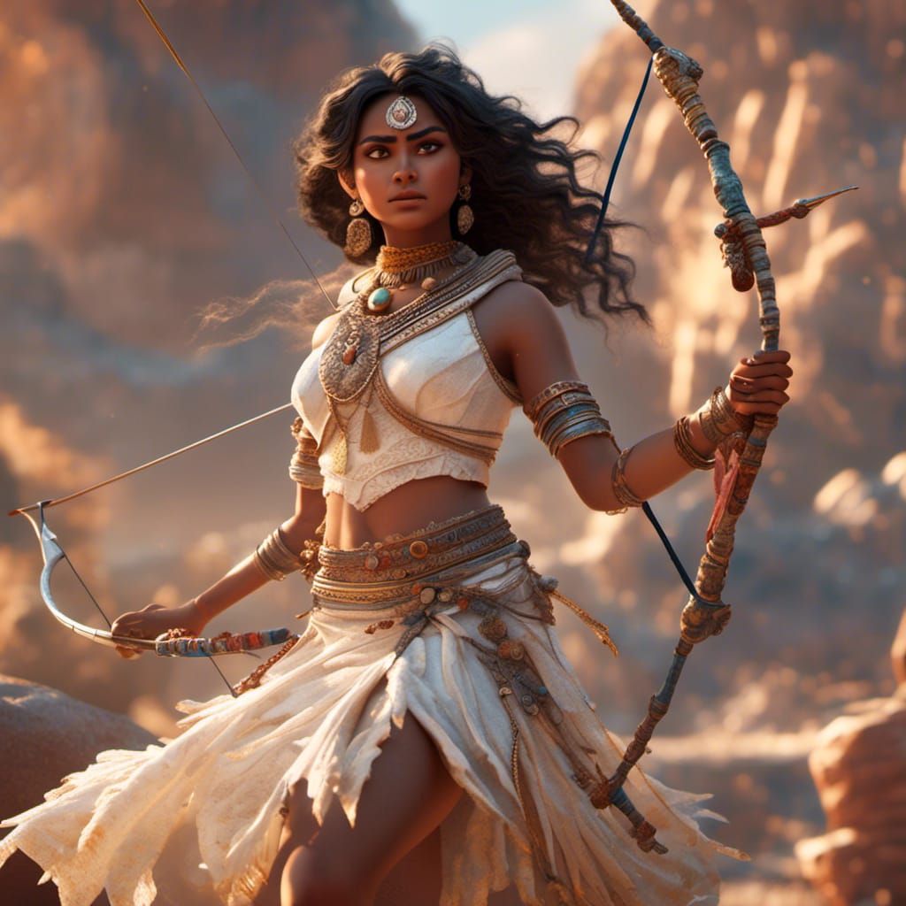 Indian Woman Archer in 3D Digital Art