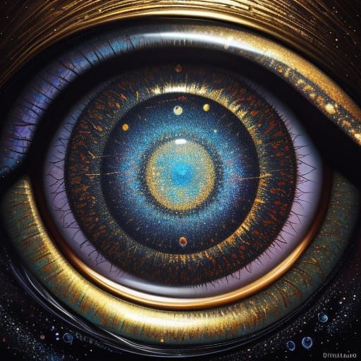 Surreal Eyes Weeping Tears Into Hourglass, Ornate Key