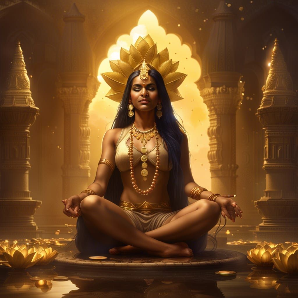 Divine Indian Goddess Showering Gold Coins