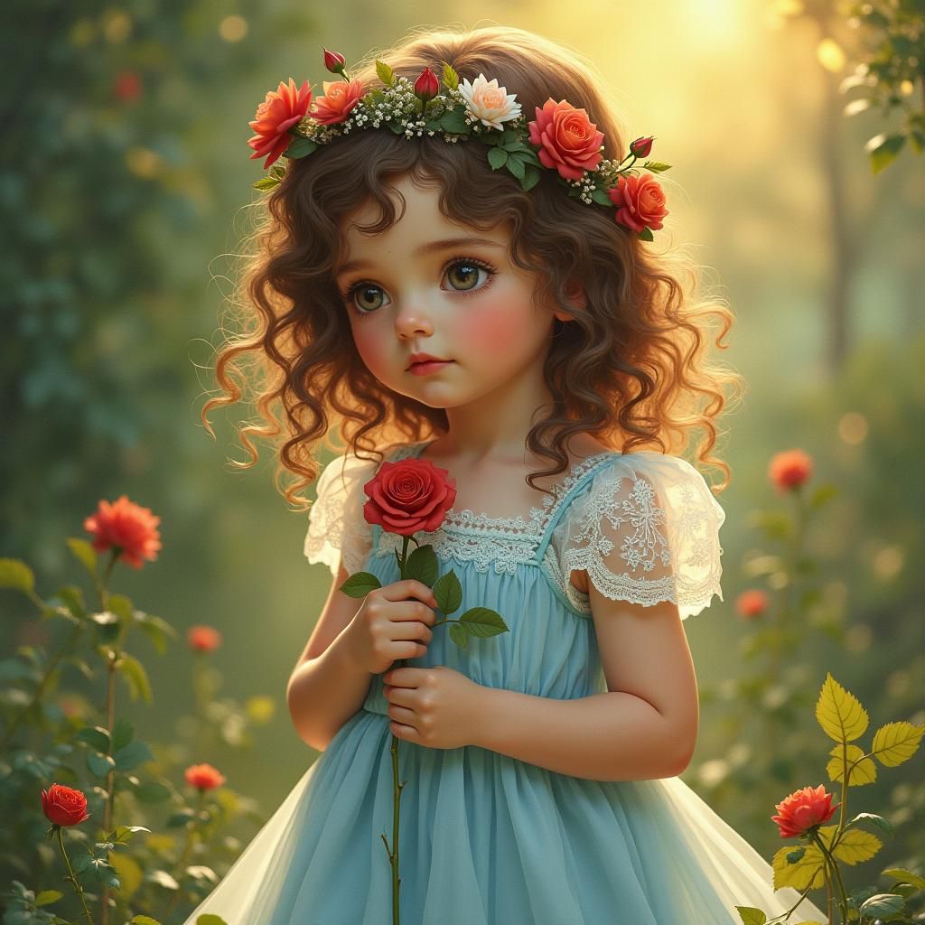 Girl with Rose: An Impressionistic Portrait