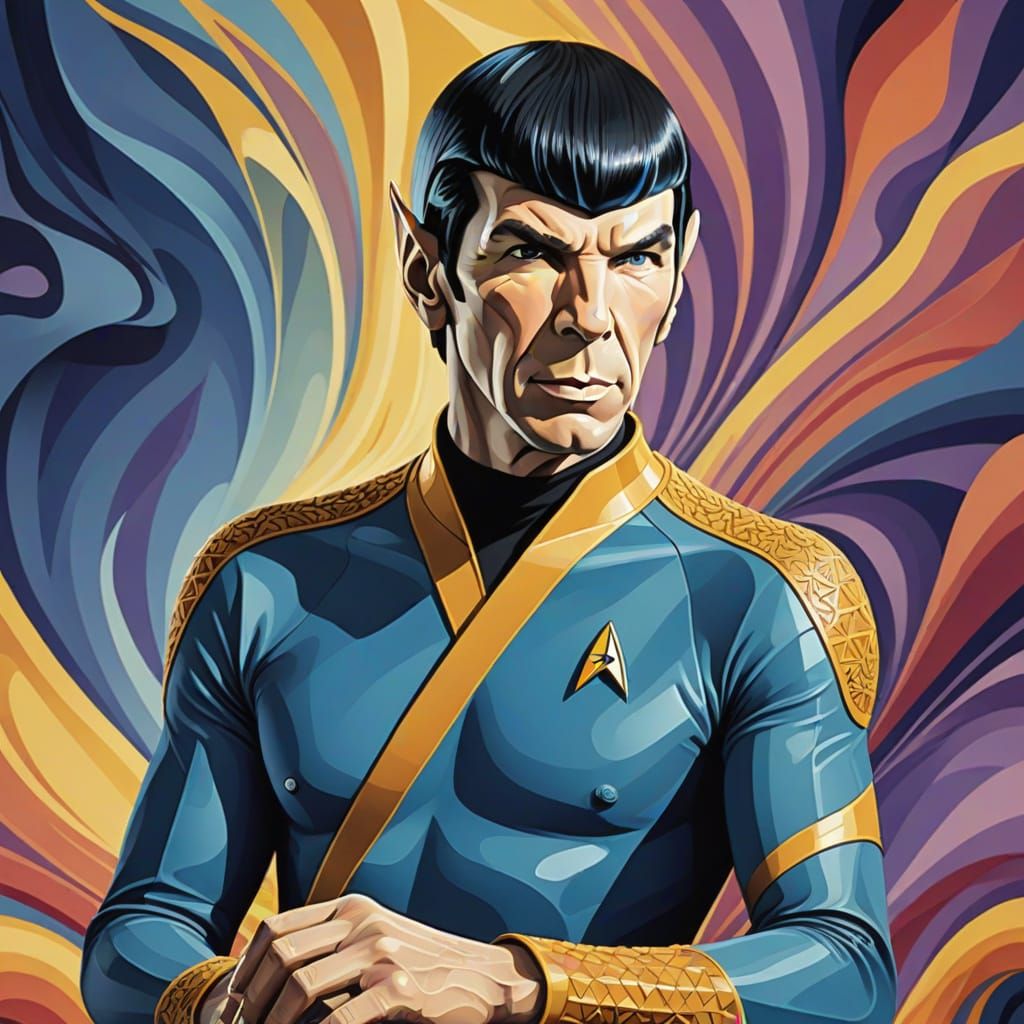 Abstract Vector Fractal of Spock in Gouache