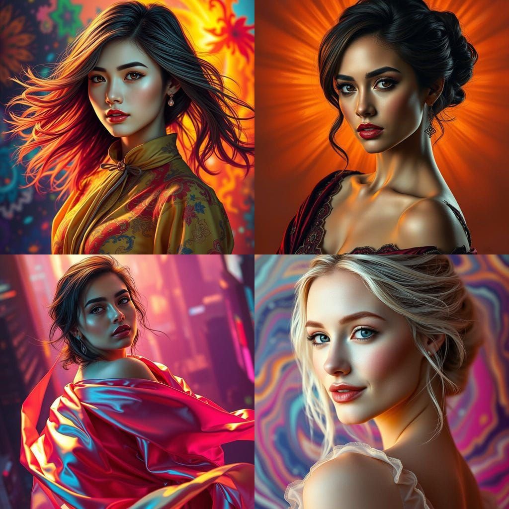 Glamorous Young Woman Captured in Hyperrealistic Art