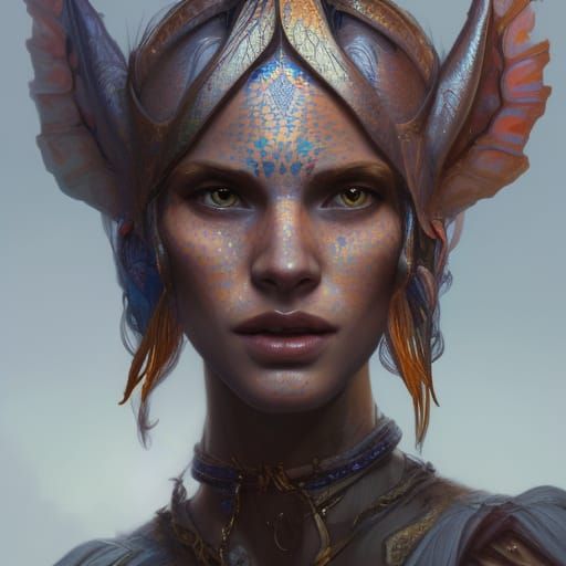 Lizardfolk Shaman Portrait in Hyperdetailed Style