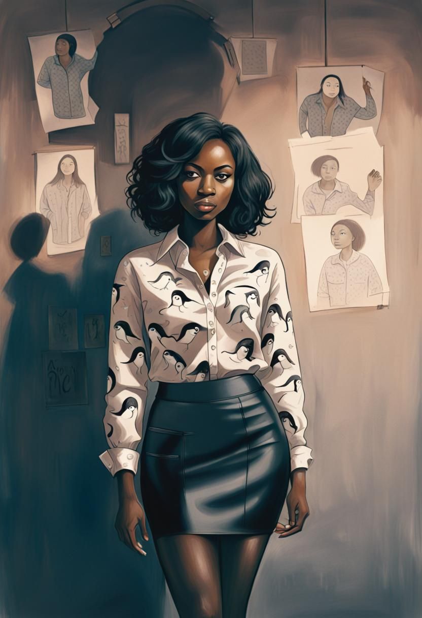 Black Woman in Penguin Shirt, Loish Style