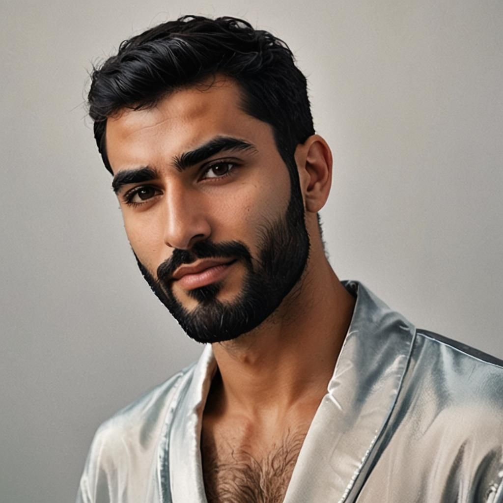 Handsome Man in Silver Robe: Expressionist Portrait