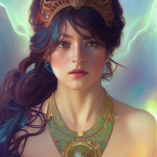 Hyperrealistic Lady of Jewels Portrait in Fantasy Style