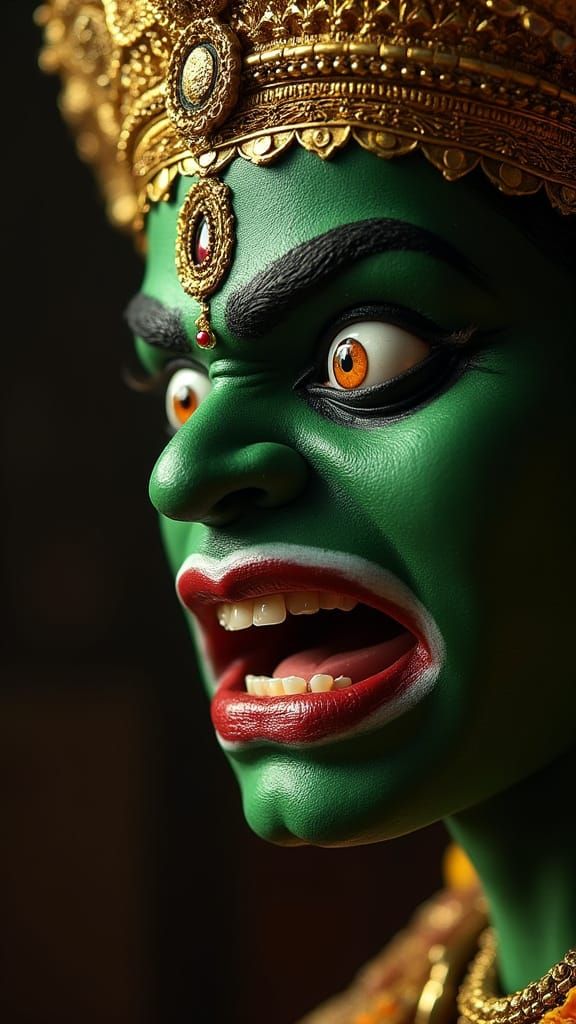 Hyper-Realistic Kathakali Performer Embodies Fear in Chillin...