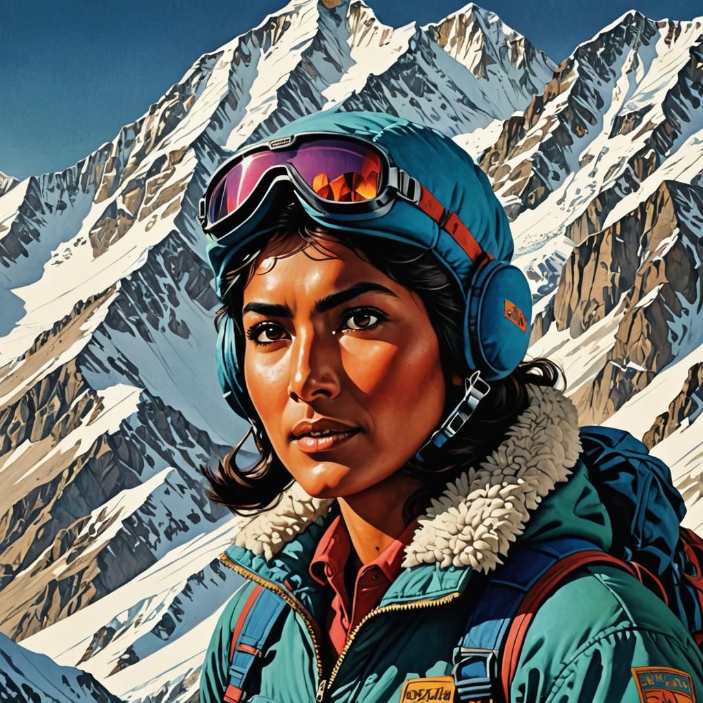 80s Retro Mountain Climbing Poster Art