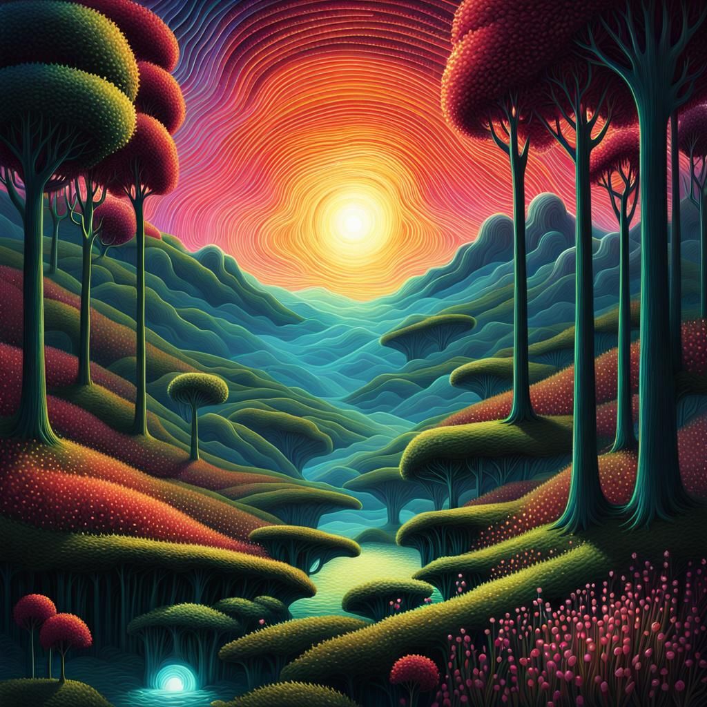 Spectrum of Light Fantasy Landscape, 3D Render