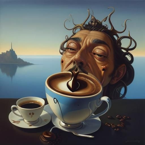 Surreal Coffee Cup in Salvador Dali Style