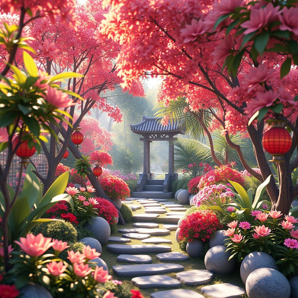 Breathtaking Anime Garden Scene in Stunning 3D