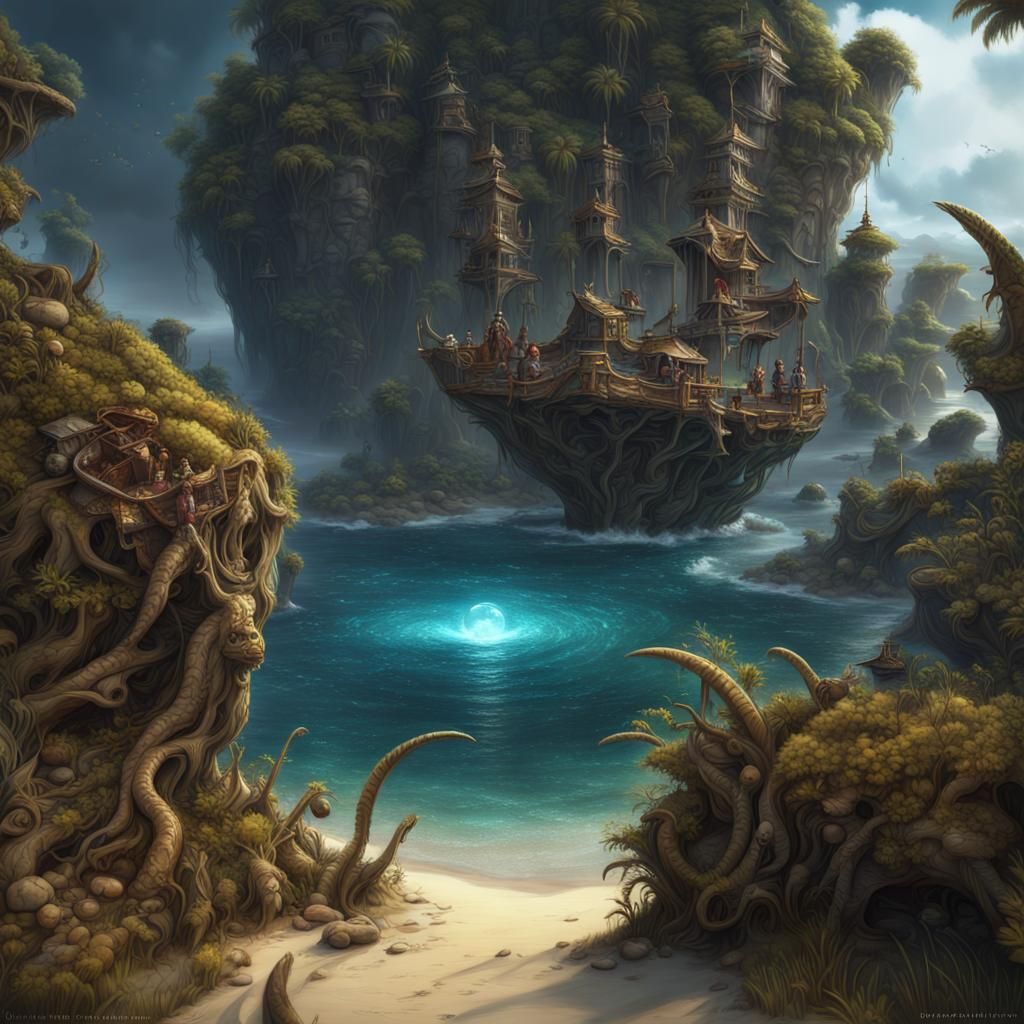 Island Treasure in Detailed Fantasy Concept Art