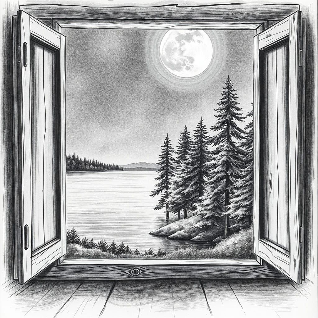 Charcoal Pencil Study in High-Contrast Black and White