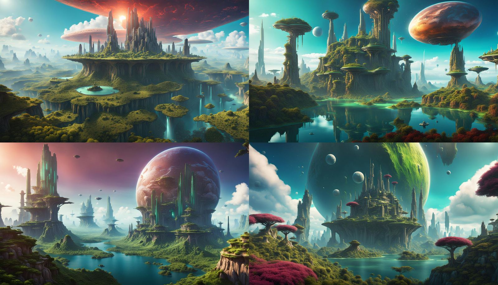 Lush Alien Planet with Floating Sky Islands