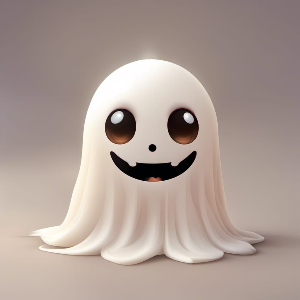 Adorable Chibi Ghost with Rosy Cheeks