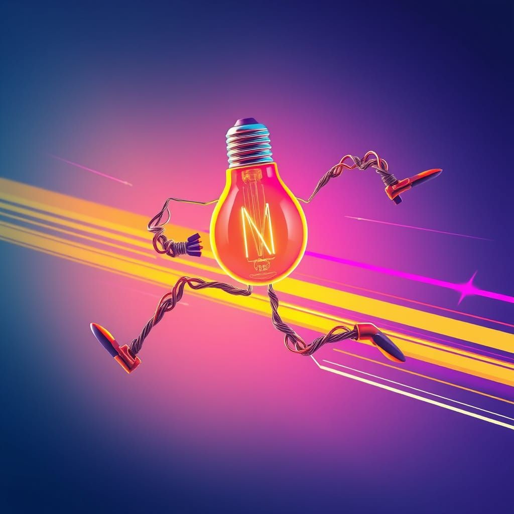 Racing Light Bulb Sprinter in a Neon Color Spectrum